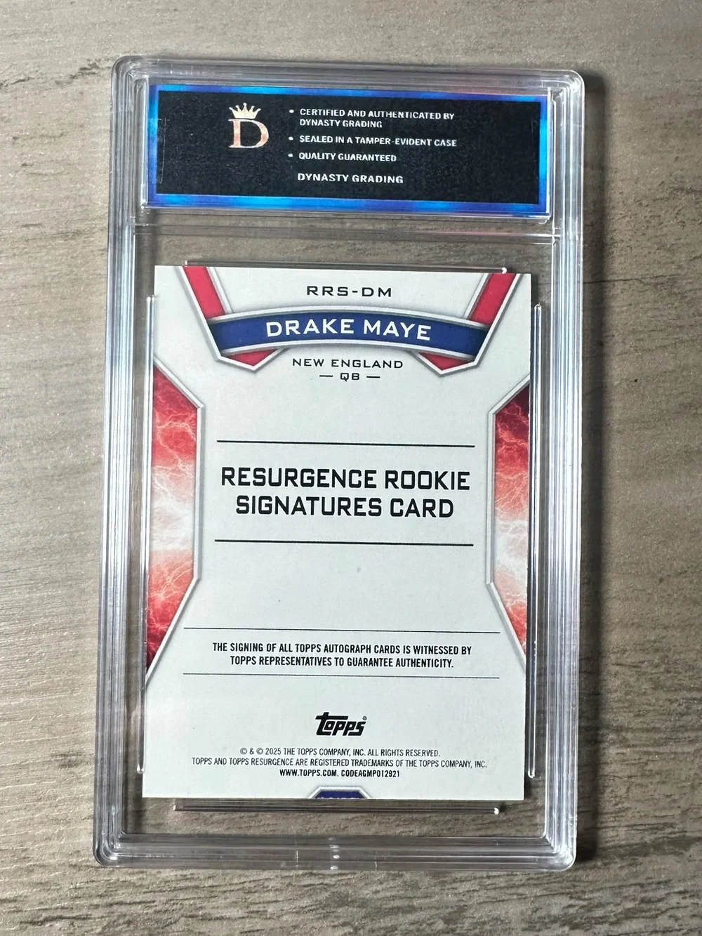 Drake Maye Signed Rookie 2025 Topps Resurgence #24/99 Novelty Card. Gem Mint 10.